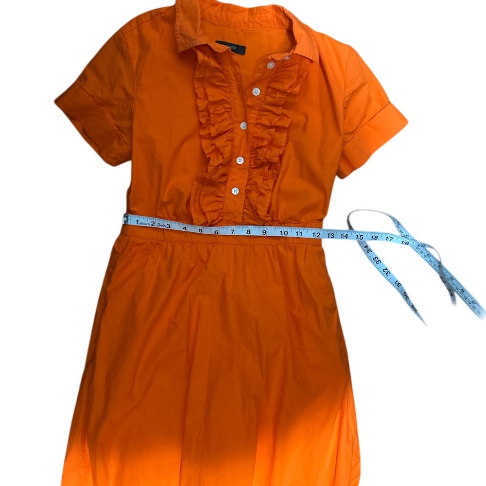 J.Crew Orange Poplin Maxi Dress Ruffle Button Front Short Sleeve Tiered Hem 00P - Picture 6 of 6